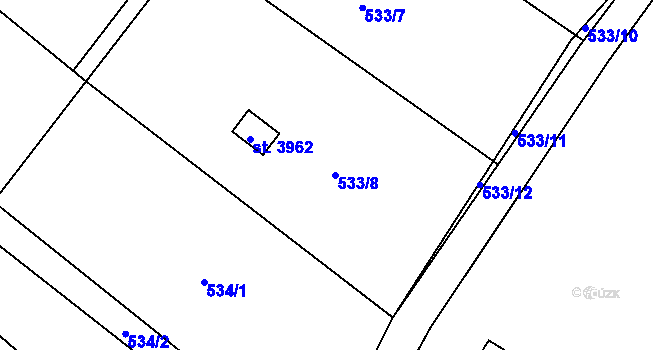 Parcela st. 533/8 v KÚ Jičín, Katastrální mapa