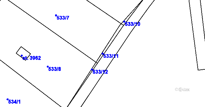 Parcela st. 533/11 v KÚ Jičín, Katastrální mapa
