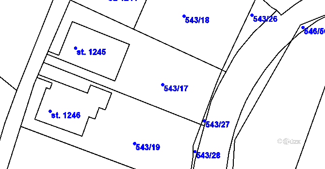Parcela st. 543/17 v KÚ Jičín, Katastrální mapa