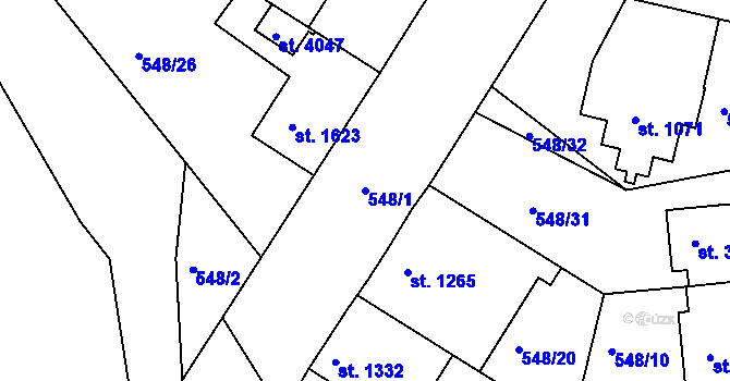 Parcela st. 548/1 v KÚ Jičín, Katastrální mapa