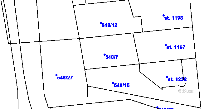 Parcela st. 548/7 v KÚ Jičín, Katastrální mapa