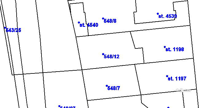 Parcela st. 548/12 v KÚ Jičín, Katastrální mapa