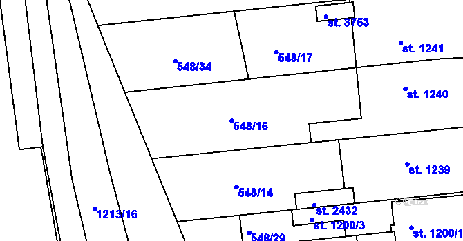 Parcela st. 548/16 v KÚ Jičín, Katastrální mapa