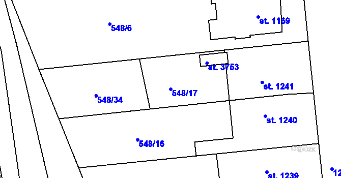 Parcela st. 548/17 v KÚ Jičín, Katastrální mapa