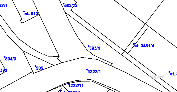 Parcela st. 583/1 v KÚ Jičín, Katastrální mapa