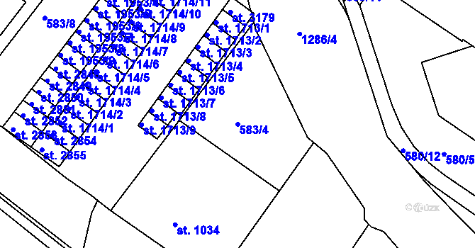 Parcela st. 583/4 v KÚ Jičín, Katastrální mapa