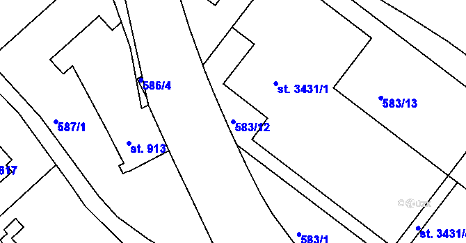 Parcela st. 583/12 v KÚ Jičín, Katastrální mapa