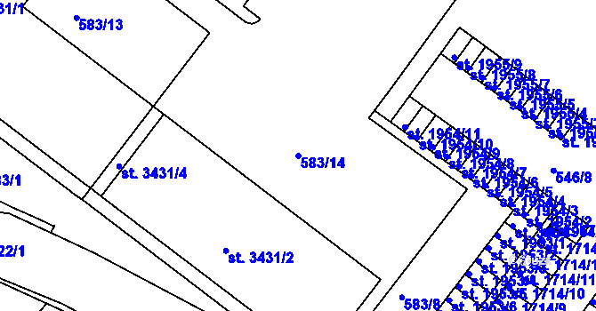 Parcela st. 583/14 v KÚ Jičín, Katastrální mapa