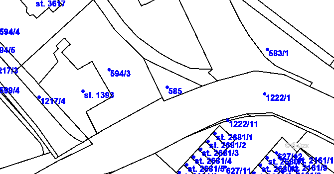 Parcela st. 585 v KÚ Jičín, Katastrální mapa