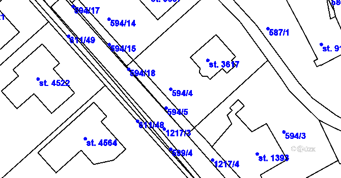 Parcela st. 594/4 v KÚ Jičín, Katastrální mapa