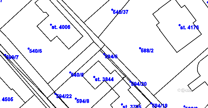Parcela st. 594/6 v KÚ Jičín, Katastrální mapa