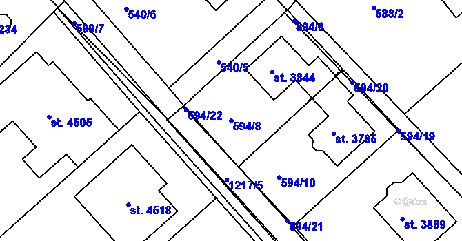 Parcela st. 594/8 v KÚ Jičín, Katastrální mapa