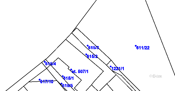 Parcela st. 615/3 v KÚ Jičín, Katastrální mapa