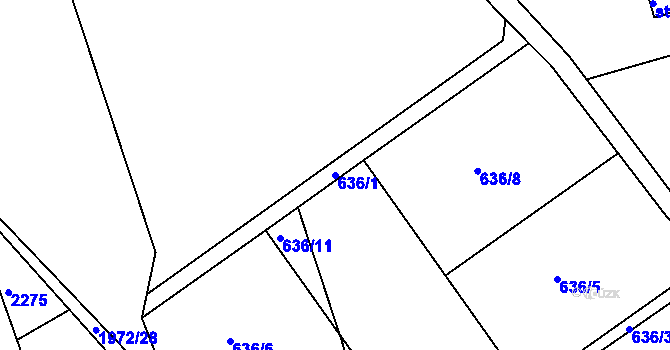 Parcela st. 636/1 v KÚ Jičín, Katastrální mapa