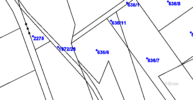 Parcela st. 636/6 v KÚ Jičín, Katastrální mapa