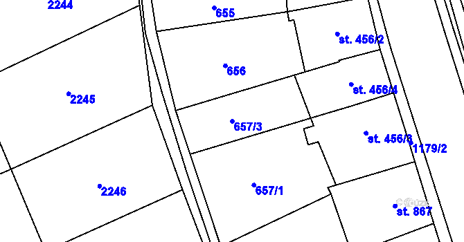 Parcela st. 657/3 v KÚ Jičín, Katastrální mapa