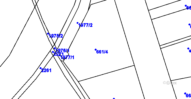Parcela st. 661/4 v KÚ Jičín, Katastrální mapa