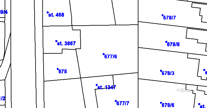 Parcela st. 677/6 v KÚ Jičín, Katastrální mapa