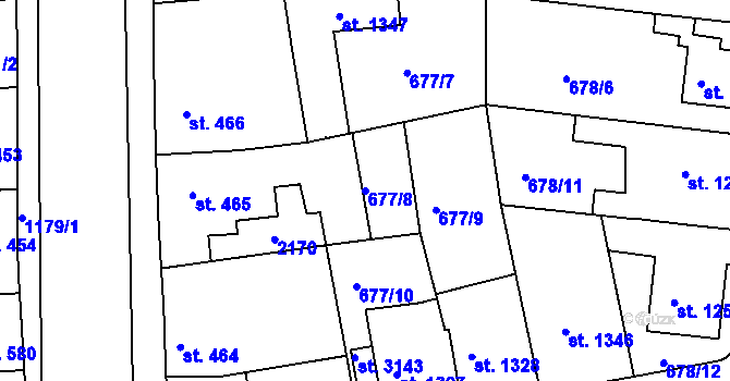 Parcela st. 677/8 v KÚ Jičín, Katastrální mapa