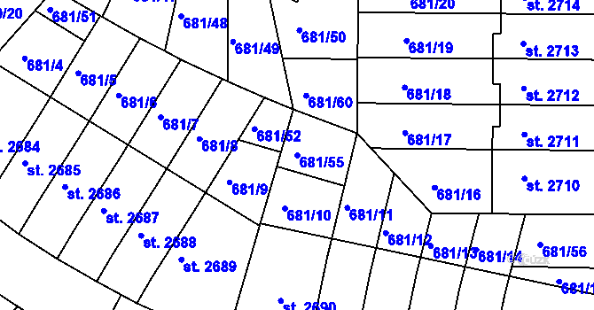 Parcela st. 681/55 v KÚ Jičín, Katastrální mapa