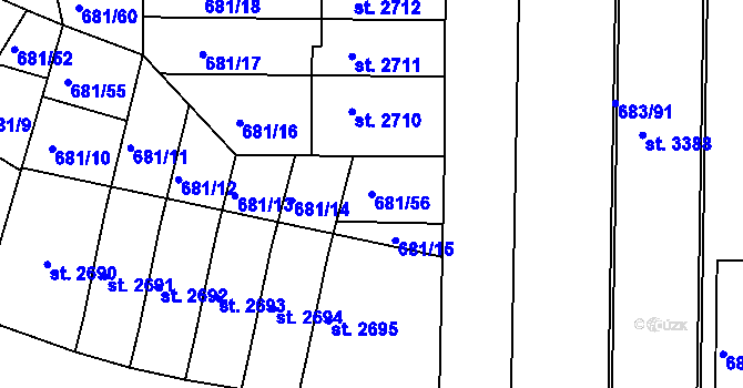 Parcela st. 681/56 v KÚ Jičín, Katastrální mapa