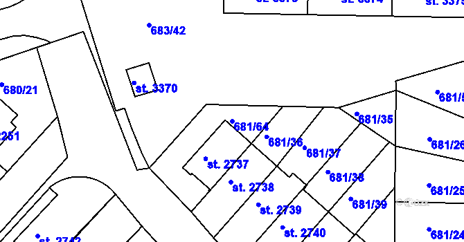Parcela st. 681/64 v KÚ Jičín, Katastrální mapa