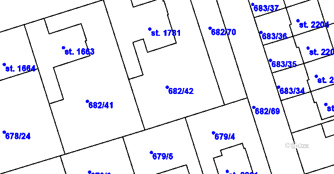 Parcela st. 682/42 v KÚ Jičín, Katastrální mapa