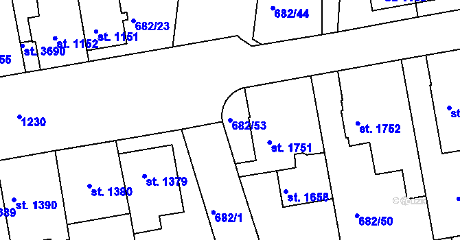 Parcela st. 682/53 v KÚ Jičín, Katastrální mapa