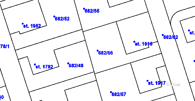 Parcela st. 682/56 v KÚ Jičín, Katastrální mapa