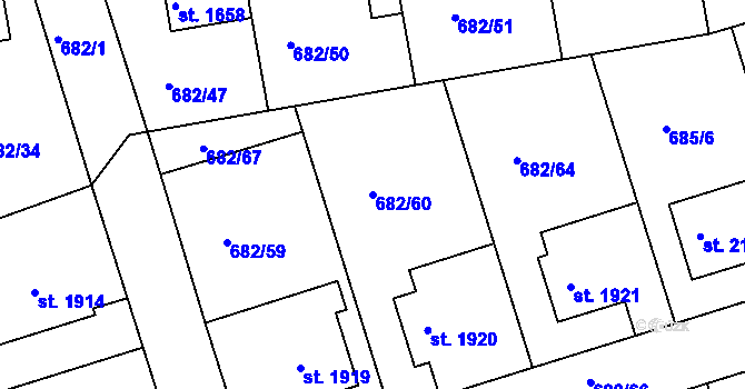 Parcela st. 682/60 v KÚ Jičín, Katastrální mapa