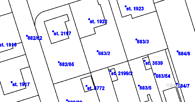 Parcela st. 683/2 v KÚ Jičín, Katastrální mapa