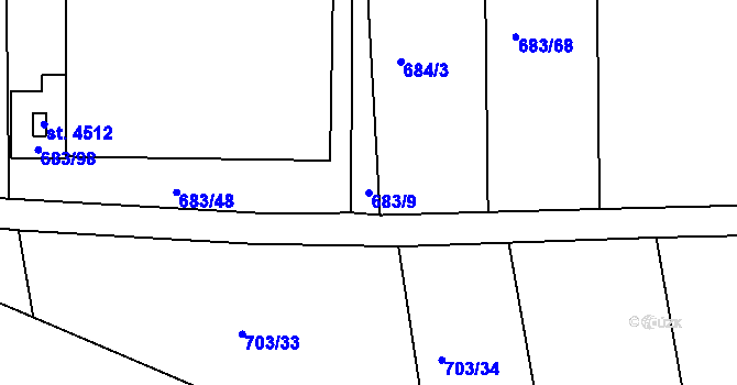 Parcela st. 683/9 v KÚ Jičín, Katastrální mapa