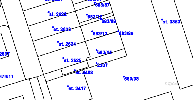 Parcela st. 683/14 v KÚ Jičín, Katastrální mapa