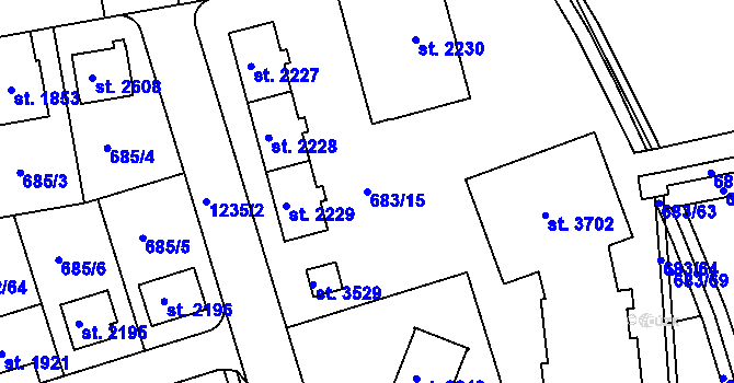 Parcela st. 683/15 v KÚ Jičín, Katastrální mapa