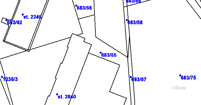 Parcela st. 683/55 v KÚ Jičín, Katastrální mapa