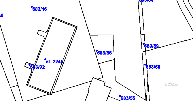 Parcela st. 683/56 v KÚ Jičín, Katastrální mapa