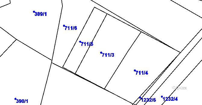 Parcela st. 711/3 v KÚ Jičín, Katastrální mapa