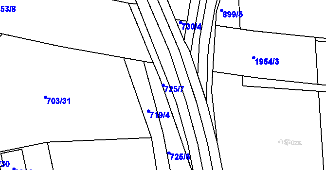 Parcela st. 725/7 v KÚ Jičín, Katastrální mapa