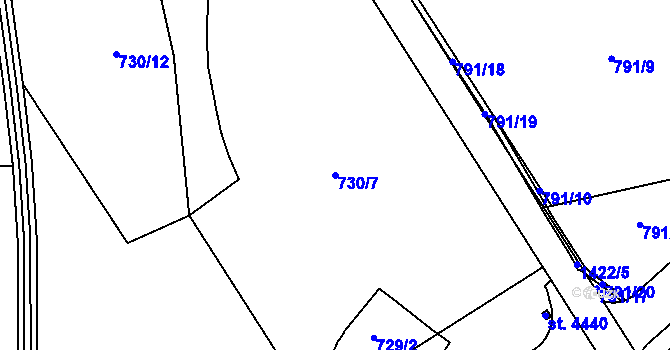Parcela st. 730/7 v KÚ Jičín, Katastrální mapa