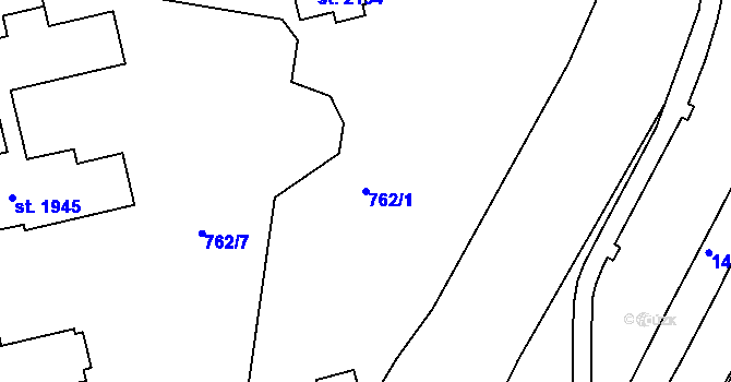 Parcela st. 762/1 v KÚ Jičín, Katastrální mapa