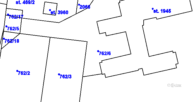Parcela st. 762/6 v KÚ Jičín, Katastrální mapa