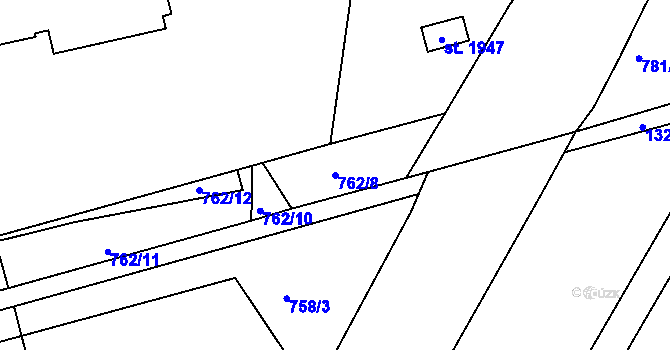 Parcela st. 762/8 v KÚ Jičín, Katastrální mapa