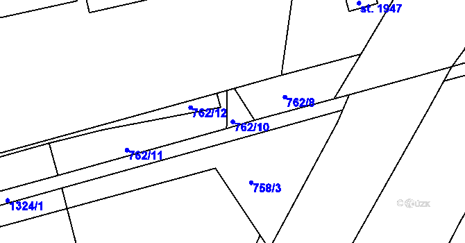 Parcela st. 762/10 v KÚ Jičín, Katastrální mapa