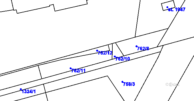 Parcela st. 762/12 v KÚ Jičín, Katastrální mapa