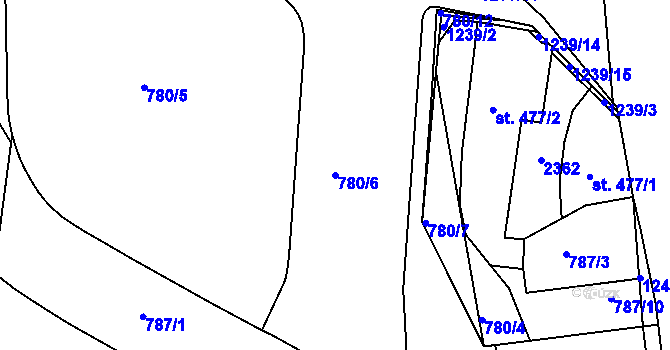 Parcela st. 780/6 v KÚ Jičín, Katastrální mapa
