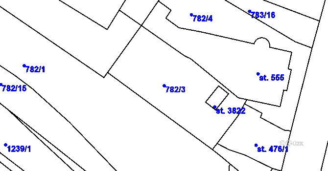 Parcela st. 782/3 v KÚ Jičín, Katastrální mapa