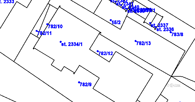Parcela st. 782/12 v KÚ Jičín, Katastrální mapa