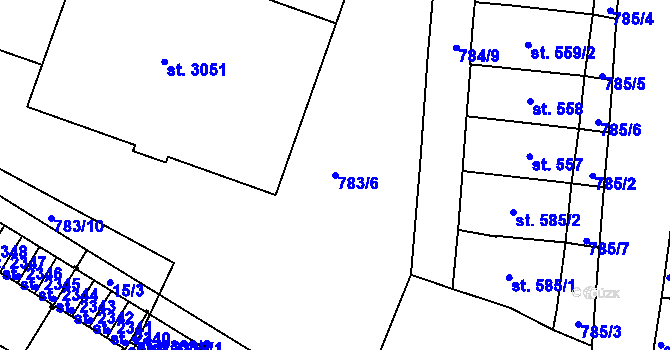 Parcela st. 783/6 v KÚ Jičín, Katastrální mapa