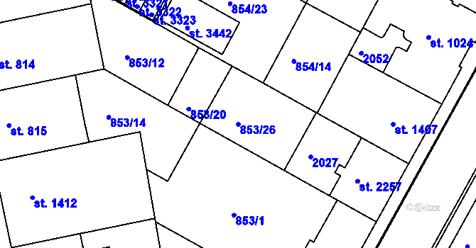 Parcela st. 853/26 v KÚ Jičín, Katastrální mapa