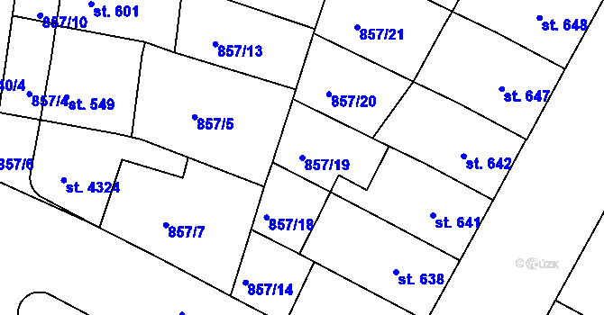 Parcela st. 857/19 v KÚ Jičín, Katastrální mapa